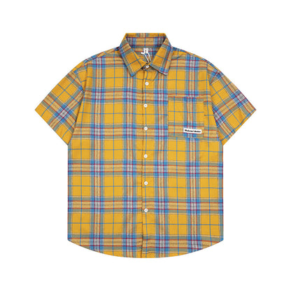 Loose Plaid Short-sleeved Shirt For Men