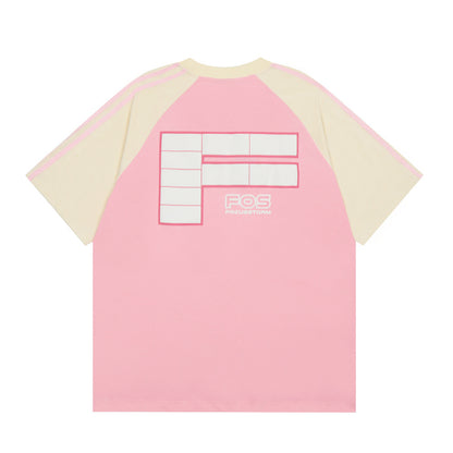 Letter Color Matching Raglan Short Sleeve Men