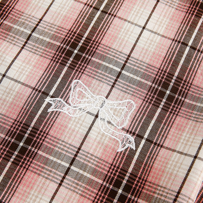 Stitching Plaid Short Sleeve Men And Women