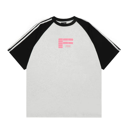 Letter Color Matching Raglan Short Sleeve Men