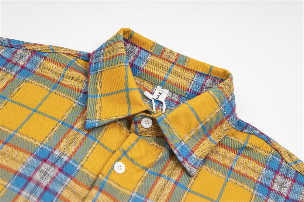 Loose Plaid Short-sleeved Shirt For Men