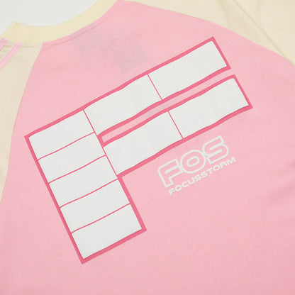 Letter Color Matching Raglan Short Sleeve Men
