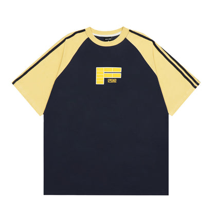 Letter Color Matching Raglan Short Sleeve Men