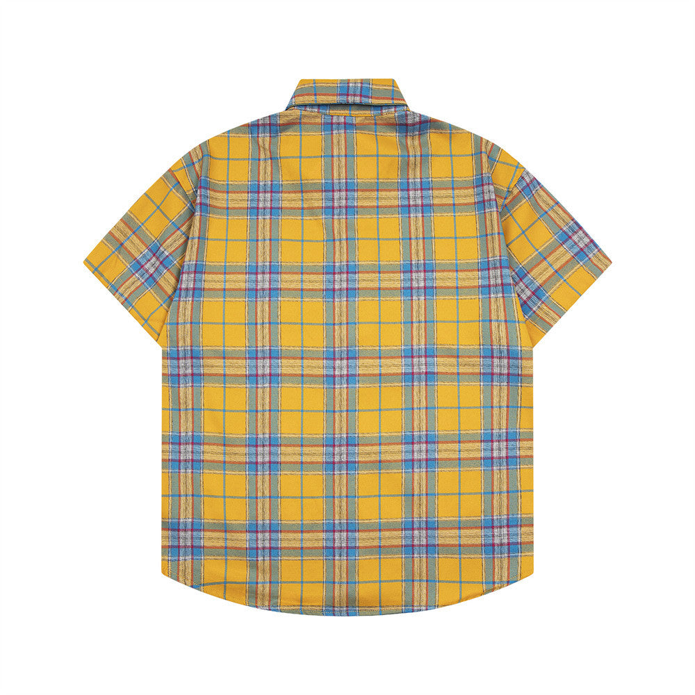 Loose Plaid Short-sleeved Shirt For Men