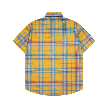 Loose Plaid Short-sleeved Shirt For Men