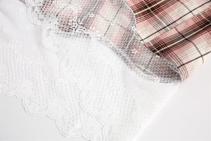 Stitching Plaid Short Sleeve Men And Women