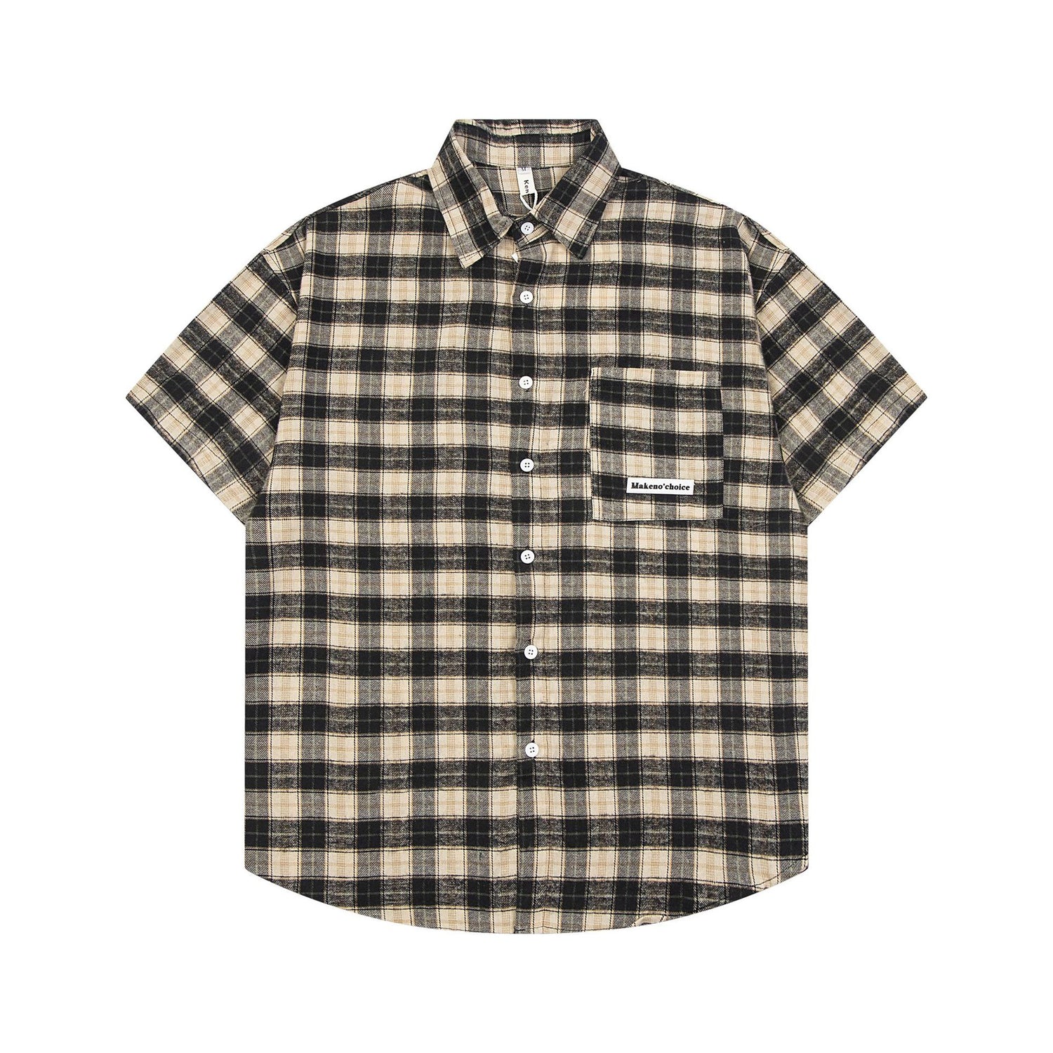 Loose Plaid Short-sleeved Shirt For Men