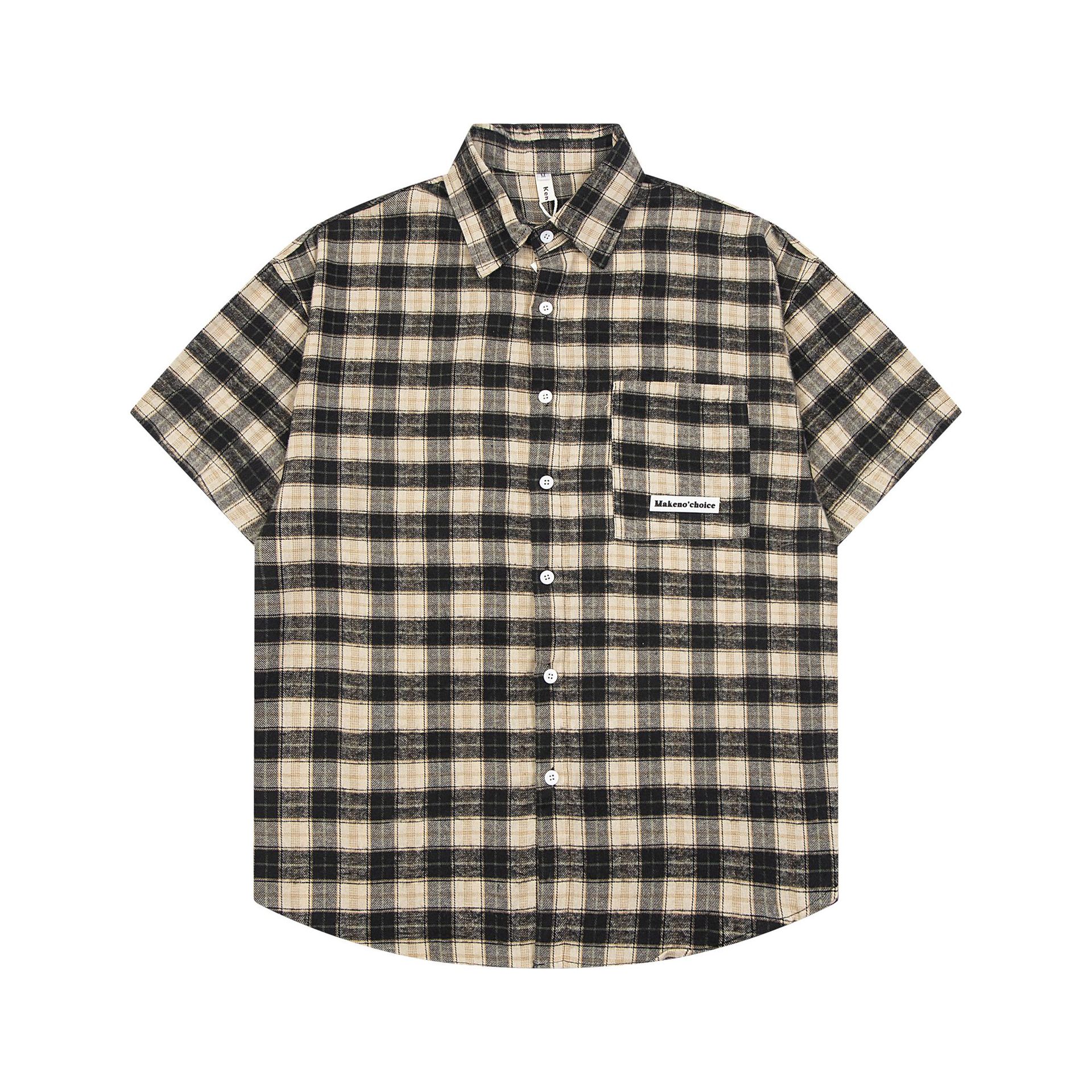 Loose Plaid Short-sleeved Shirt For Men