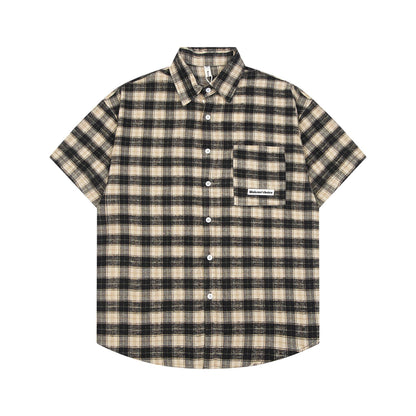 Loose Plaid Short-sleeved Shirt For Men