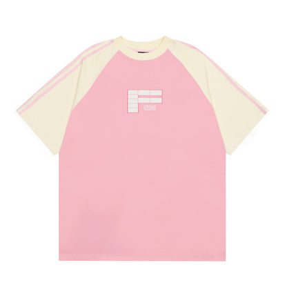 Letter Color Matching Raglan Short Sleeve Men